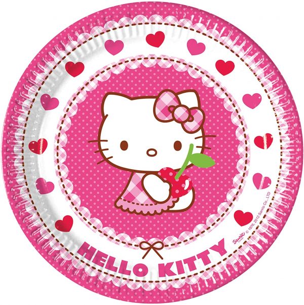 Confezione 8 piatti in carta Hello Kitty 23cm