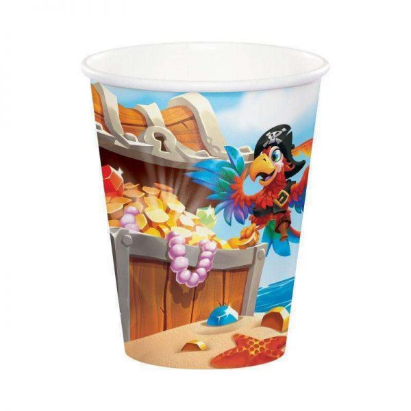 8 Bicchieri in carta Tesoro dei Pirati 266ml