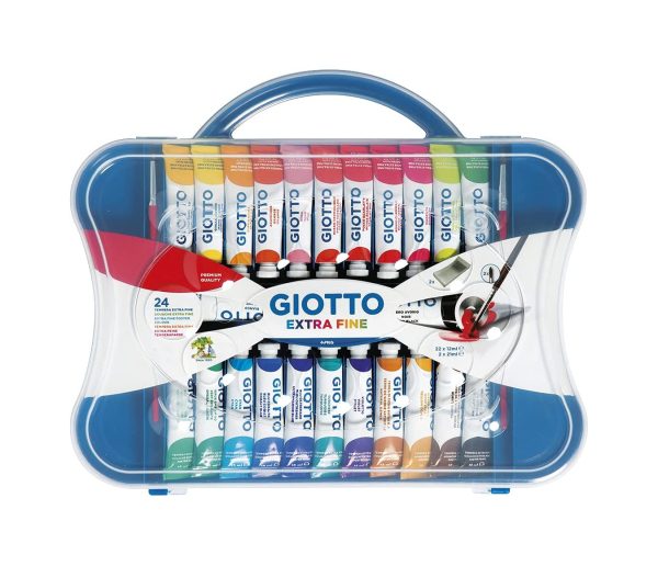 Giotto valigetta 24 Tubetti 12ml + 2 Tubetti 21ml Tempera Extra Fine + 2 pennelli