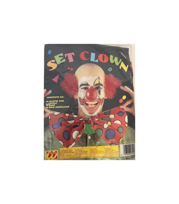 Set Clown Calotta con Capelli Naso e Maxi Farfallino