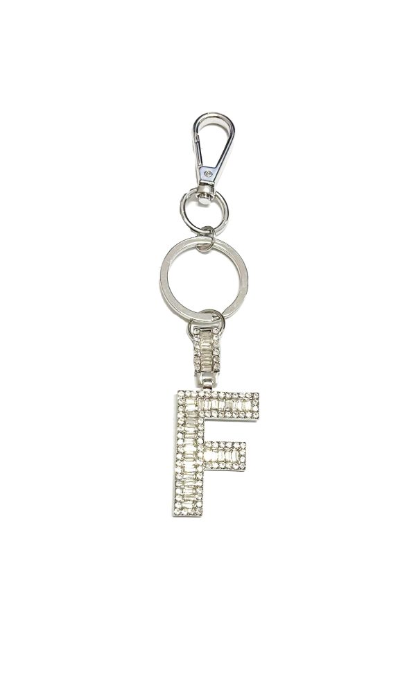 Portachiavi in ​​Metallo Lettera F con strass