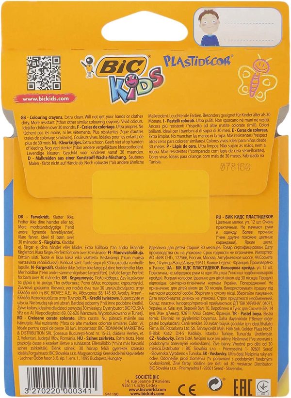 BIC Kids Pastelli Colorati Plastidecor Confezione da 12 Pastelli Cerette - immagine 6