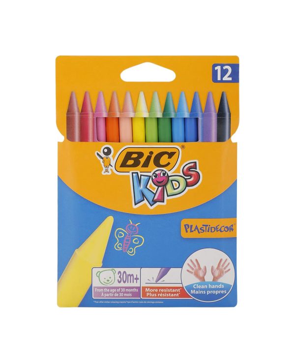 BIC Kids Pastelli Colorati Plastidecor Confezione da 12 Pastelli Cerette