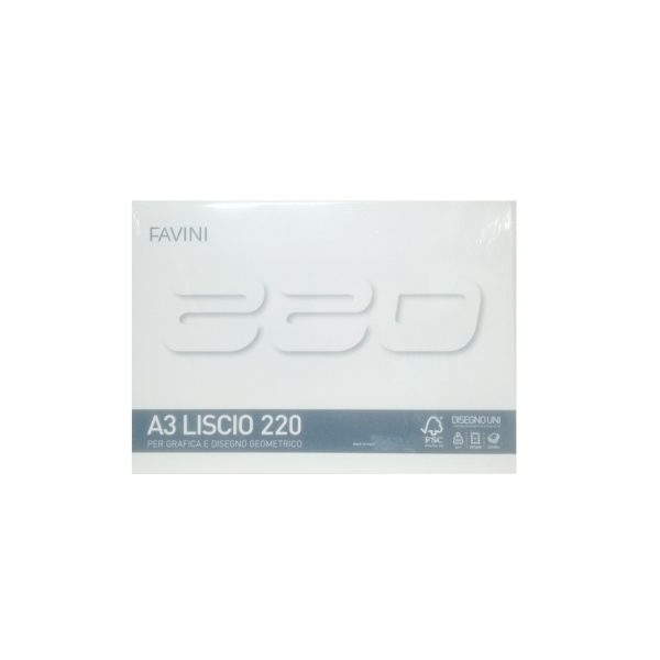 Favini A3 Album da Disegno 220g/mq LISCIO 29.7X42cm 20 Fogli