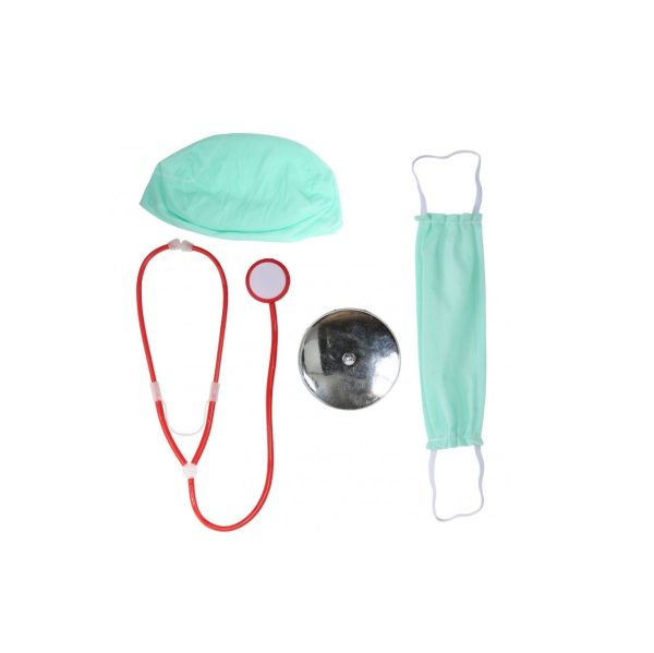 Set travestimento Dottore con Cappello Mascherina Riflettore Stetoscopio - immagine 2