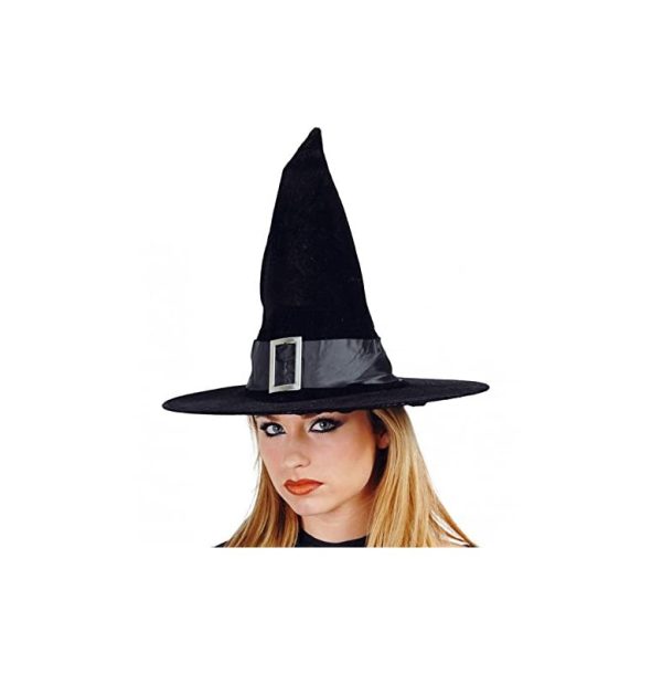Guirca 13225 Cappello da Strega Mago con Fibbia Nero