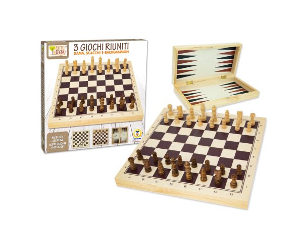 Teorema 40639 Gioco 3in1 Dama Scacchi Backgammon