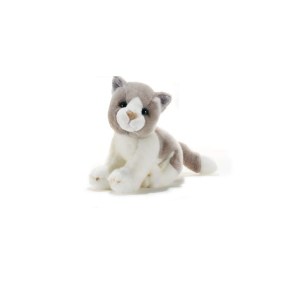 Peluche Gatto Bianco e Grigio L.23cm H. 18cm