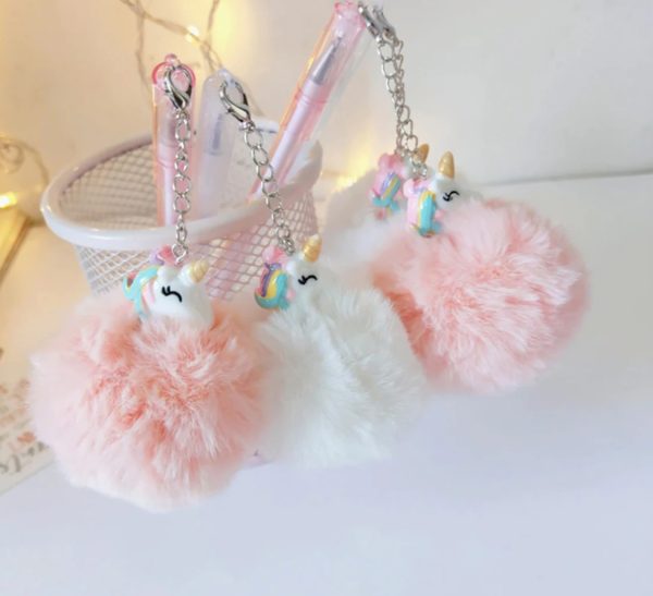 Penna gel cancellabile 0.5mm con pendente Unicorno pom pom Rosa