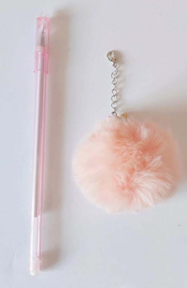 Penna gel cancellabile 0.5mm con pendente Unicorno pom pom Rosa - immagine 3