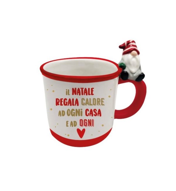Tazza natalizia con gnomo sul manico
