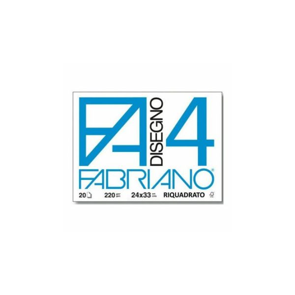 Fabriano F4 Album da Disegno 220g/mq LISCIO RIQUADRATO 24x33cm 20 Fogli