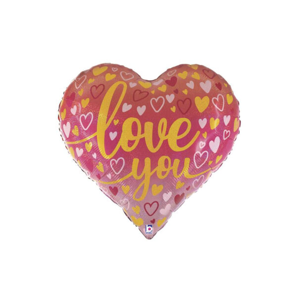 Palloncino San Valentino Super Shape Cuore Glitter Love You 30"/76cm