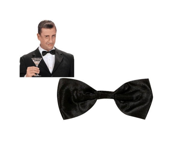 Widmann Papillon nero in raso 14x6cm