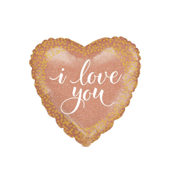 Palloncino San Valentino Cuore Rosa dorato i Love You 18"/46cm