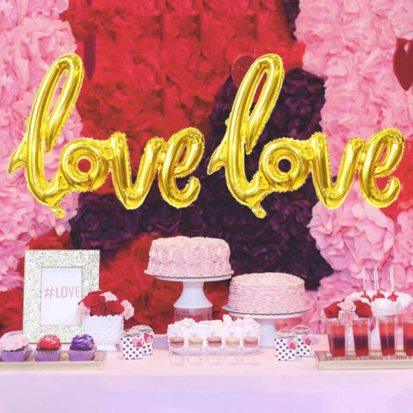 Palloncino San Valentino Scritta in foil Love 73x59cm color Oro - immagine 3
