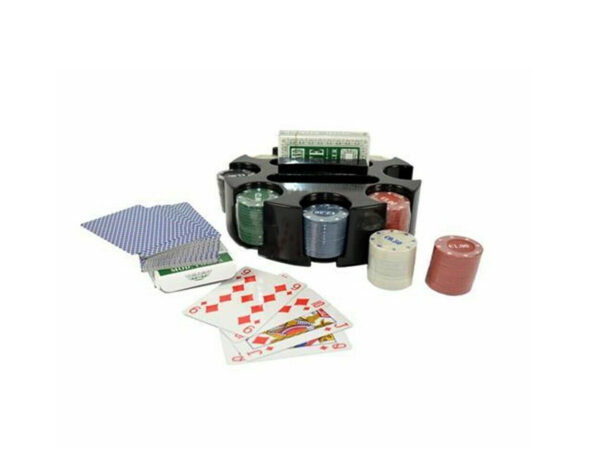 Texas Hold 'Em Set Poker Girevole con 200 Fiches e 2 mazzi di Carte da Gioco
