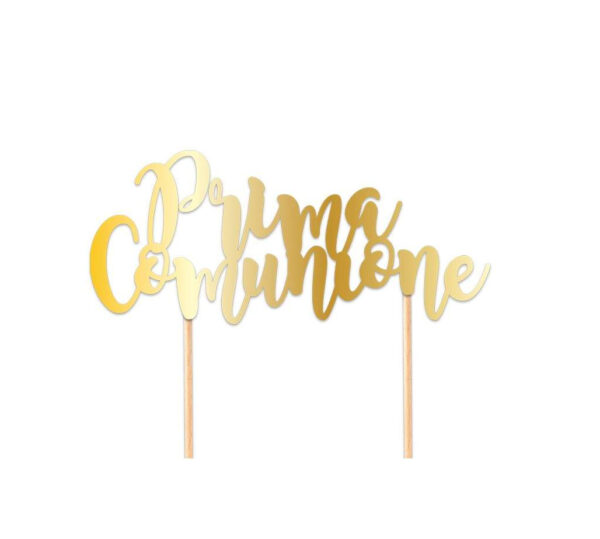 Prima Comunione Cake Topper Sagomato Oro Metal