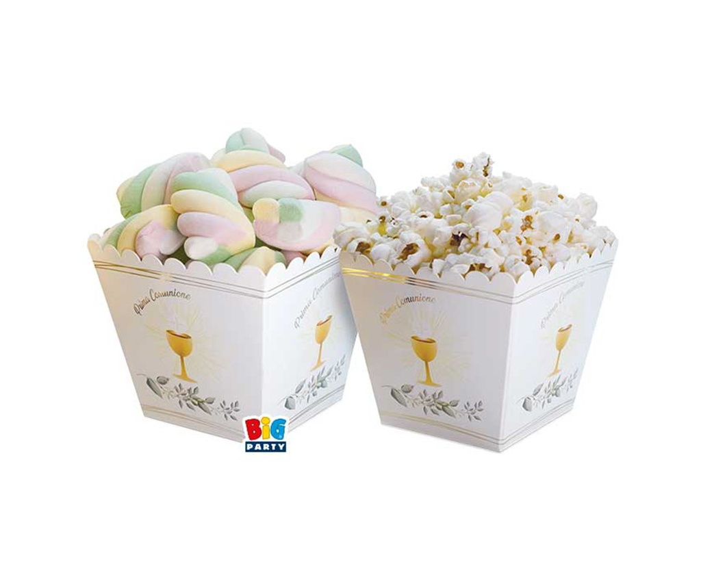 Box Porta Caramelle - Pop Corn Comunione Olive Green 6pz - Trilli Party