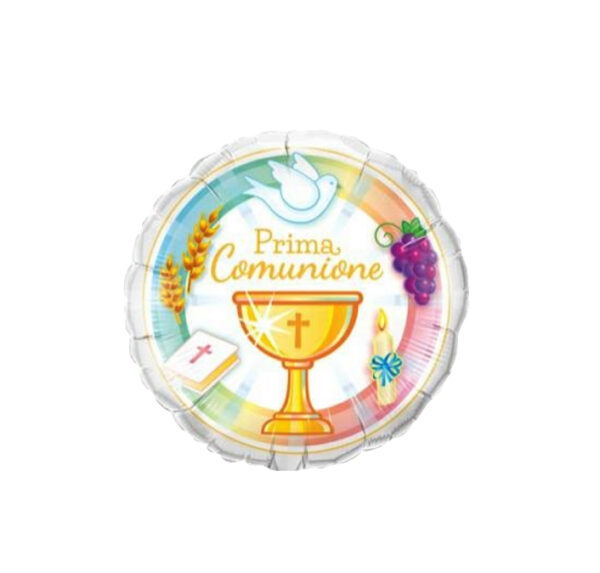 Prima Comunione Palloncino in mylar 9" 23cm Pastello