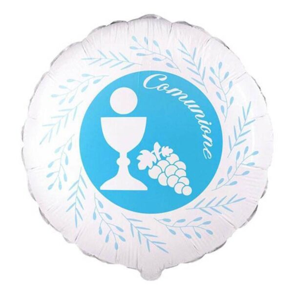 Prima Comunione Palloncino in mylar 18" 45cm Foglie di Ulivo Celeste