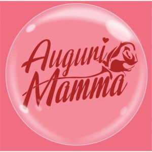 Palloncino Bubble trasparente con scritta rossa Auguri Mamma 18" 46cm