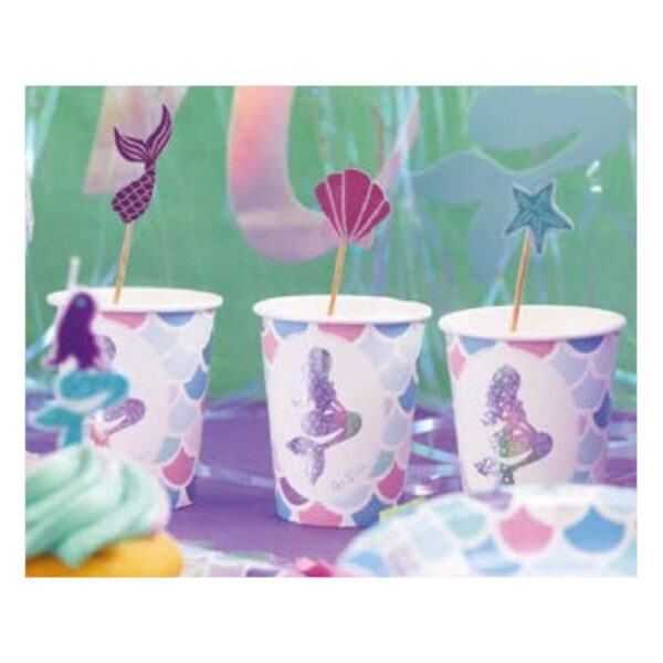 Picks Sirena Mermaid Party Glitterati 8pz - immagine 2