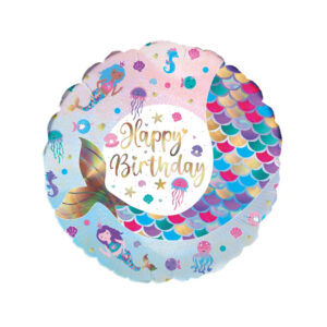 Palloncino 18" 46cm mylar Happy Birthday Shimmering Mermaid
