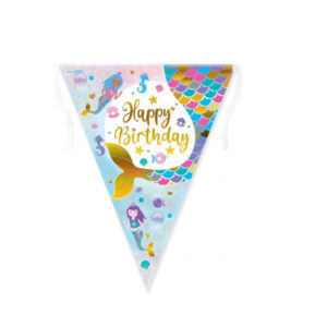 Festone Bandierina Sirena Happy Birthday 3,9mt