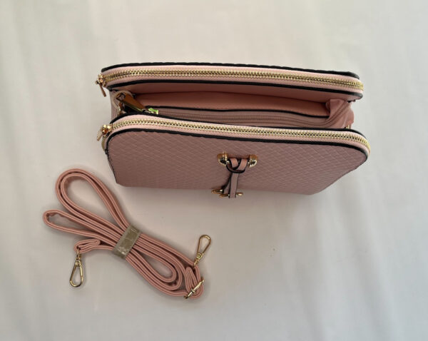 Borsa donna rosa antico con tracolla - immagine 3