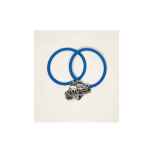Set di due bracciali in silicone con ciondolo cuore diviso in due Blu