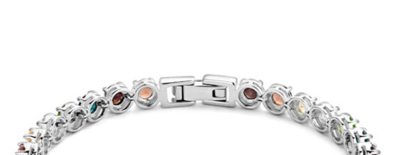 Bracciale in acciaio finitura silver con zirconi L. 19cm - immagine 3