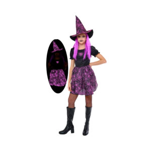 Costume Halloween Strega Ragnatela Fosforesente Taglia 11-13 anni