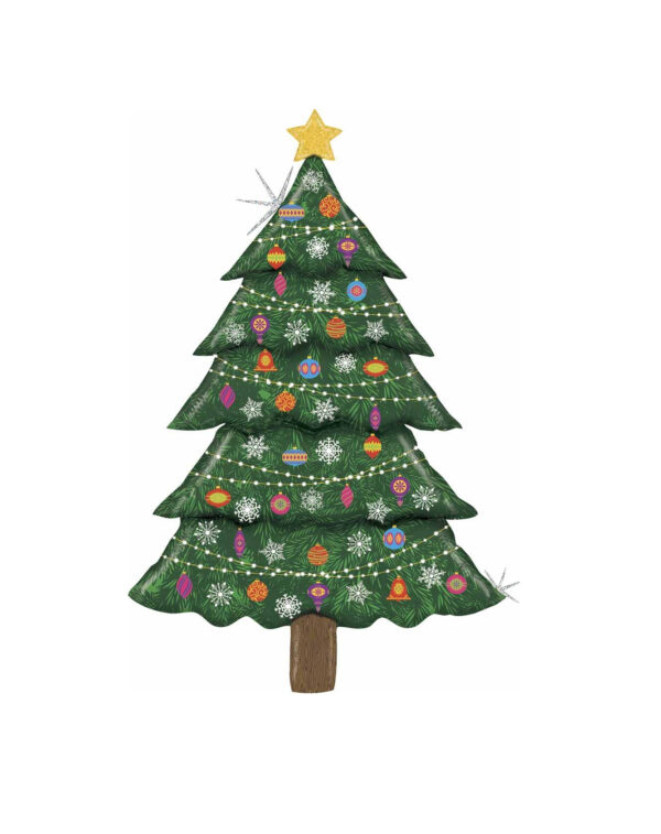 Palloncino in mylar Albero di Natale decorato da 1,88 x 0,6 mt