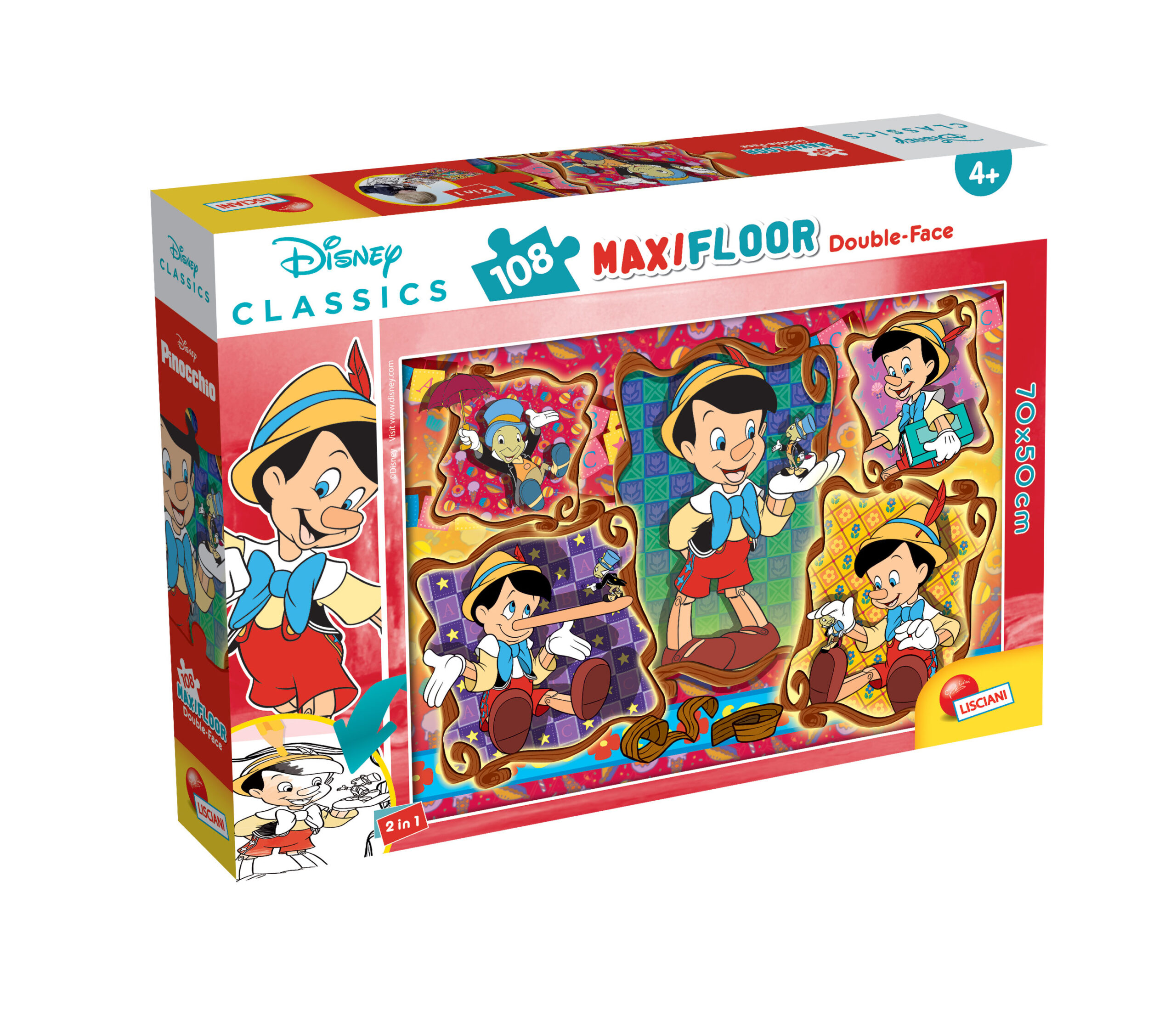 Lisciani Maxi Floor Puzzle Double Face 108pz Pinocchio 70x50cm