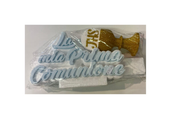 Decorazione Prima Comunione in polistirolo Scritta azzurra - immagine 2