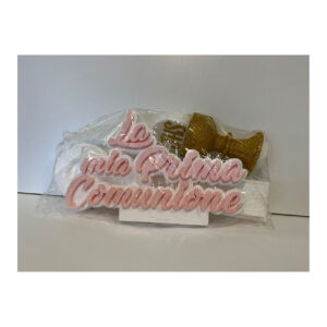 Decorazione Prima Comunione in polistirolo Scritta rosa