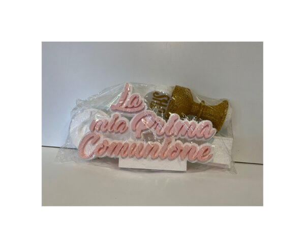 Decorazione Prima Comunione in polistirolo Scritta rosa