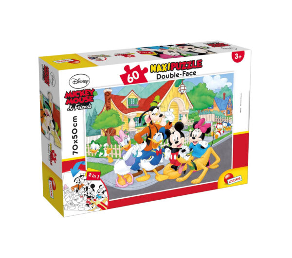 Lisciani Maxi Floor Puzzle Double Face 60pz Mickey Mouse & Friends Disney 70x50cm Età 4+
