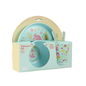 iDrink Set in RPET Kids con Bicchiere Ciotola Piattino e Posate FAIRY