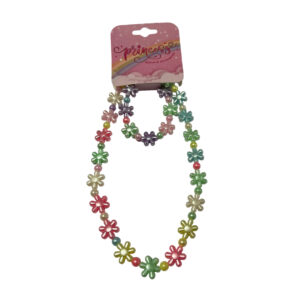 Set Collana e Bracciale elastici per bambina con fiori