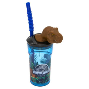 Bicchiere con Cannuccia 3D Dinosauro Jurassic World 360ml