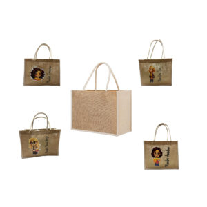 Borsa Personalizzata in Iuta naturale con manico in cotone 37x27x17cm