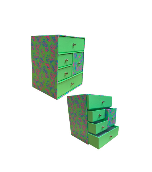 Cartomania 5 Drawer Box Organizer Neon Verde 15x12x18cm