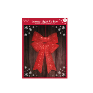 Grande Fiocco Rosso con luci per decorazione natalizia 40x60cm