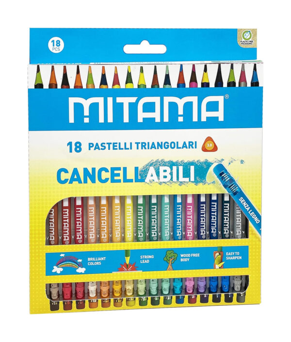Mitama Pastelli Cancellabili Triangolari Confezione da 18 pastelli Mina 3.0mm - immagine 2