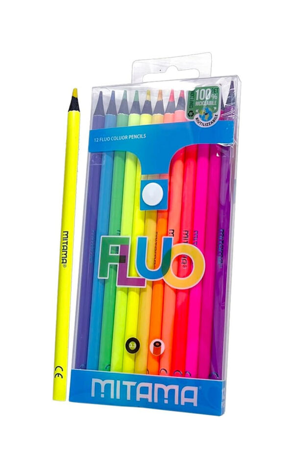 Mitama Pastelli Fluo Fusto Tondo 12pz Mina con Tratto Grande 3,3mm - immagine 2