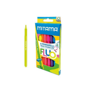 Mitama Pennarelli Fluo presa Triangolare Punta fine 8pz