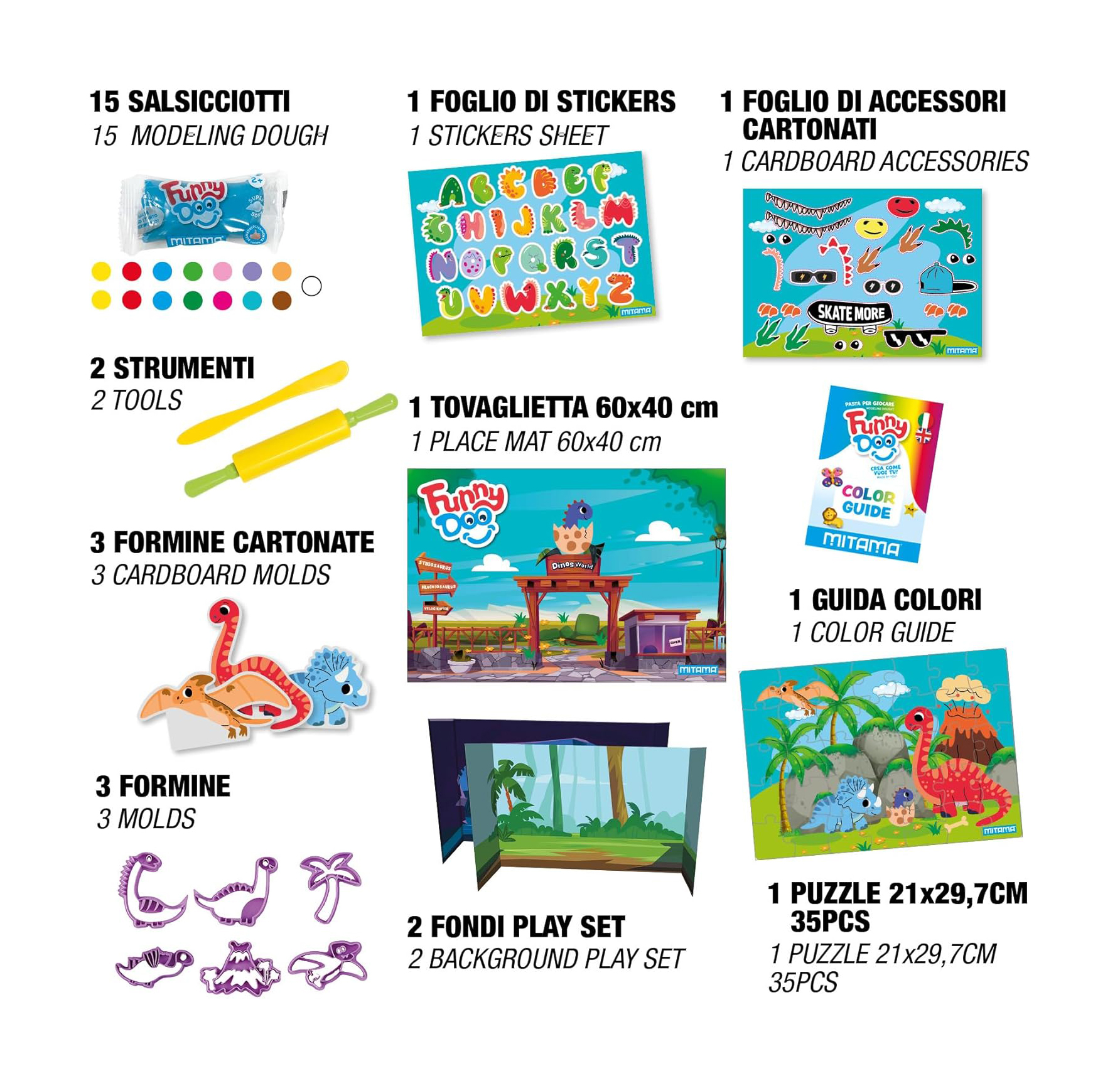 Seven Mitama Scatola Gioco Dinos World Pasta da modellare 33pz - immagine 4
