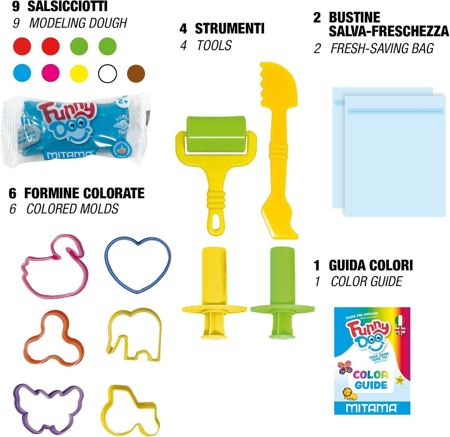 Seven Mitama Barattolo My Creativity Kit Funny Doo Pasta da modellare 22pz - immagine 3
